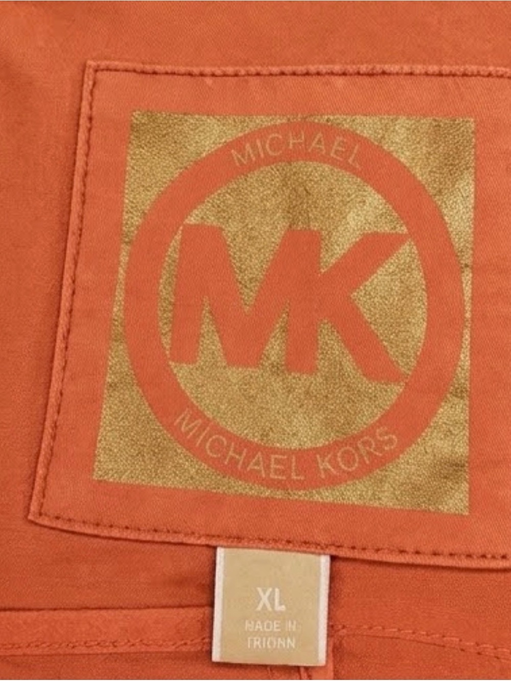 Michael Kors Short Double-Breasted Belted Trench Coat Vibrant Coral Orange XL - Picture 5 of 10